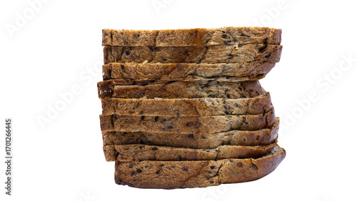 The edges of the black sesame whole wheat bread are arranged in layers.