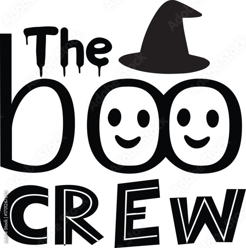 Boo crew typography design for halloween, t shirt design 
