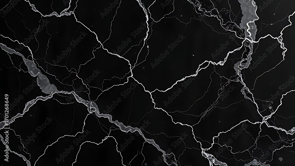 Fototapeta premium Elegant black marble with swirling gray veins, exuding luxury and sophisticated monochrome style.