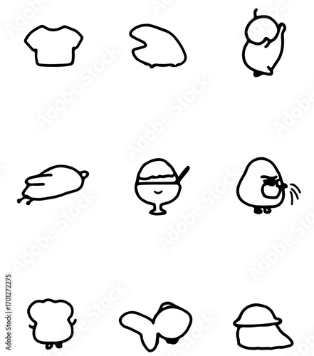 Charming hand-drawn icons of adorable animals and objects for creative projects and branding