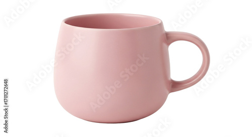 Red ceramic coffee cup or tea mug isolated on white background with no one and no beverage