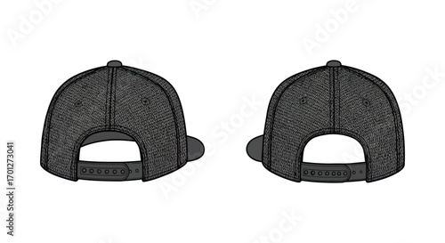 two baseball caps shown from back angles side by side