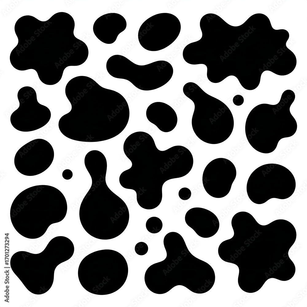 Fototapeta premium Abstract black shapes, white background, design element