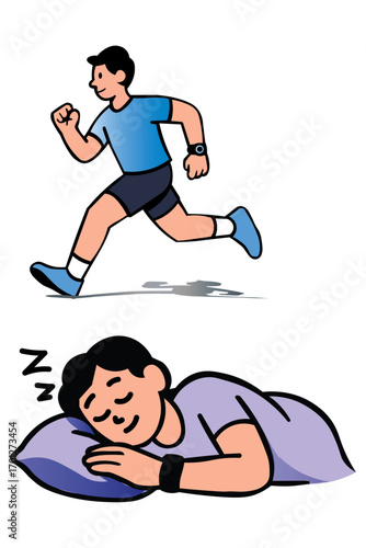 Healtly action, sleep and running
