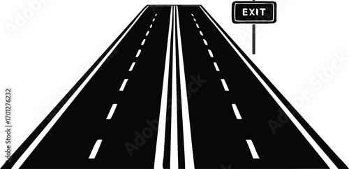 Highway with exit sign viewed from above road traffic 

