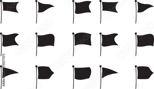 flag, banner, symbol, icon, pennant, signal, marker, graphic, design, element, illustration, isolated, white background, set, collection, black, silhouette, simple, clean, modern, abstract, waving, po