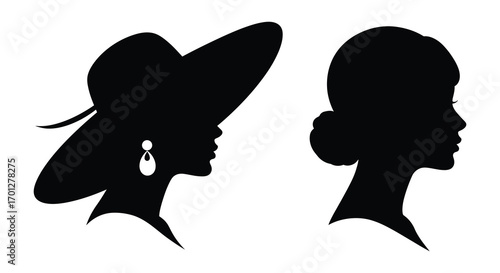 silhouette art featuring two women profiles with distinct hairstyles