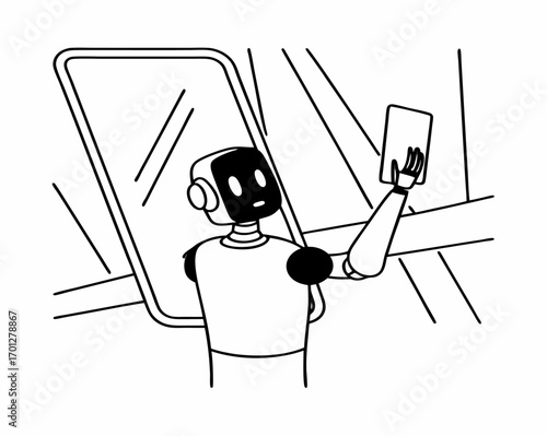 Futuristic AI Robot Assistant with Hologram