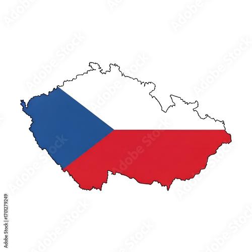 Flat Vector Map of Czech Republic with National Flag High Definition Isolated Design