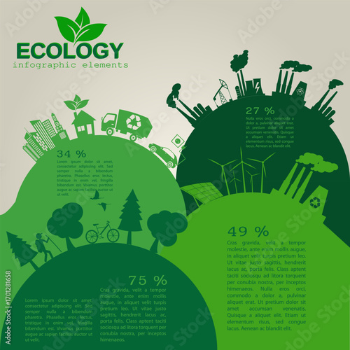 Ecological environmental protection visual information charts and vector graphics
