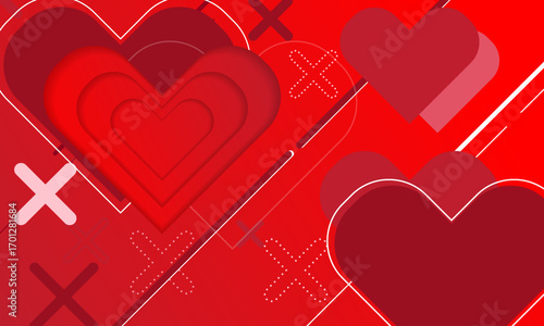 red heart shape pattern geometric modern style abstract background