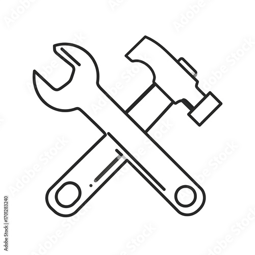 Crossed wrench and hammer icon