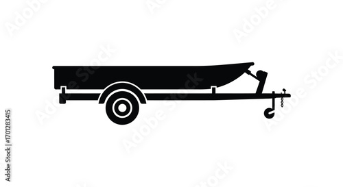 boat on trailer depicted in simple black silhouette