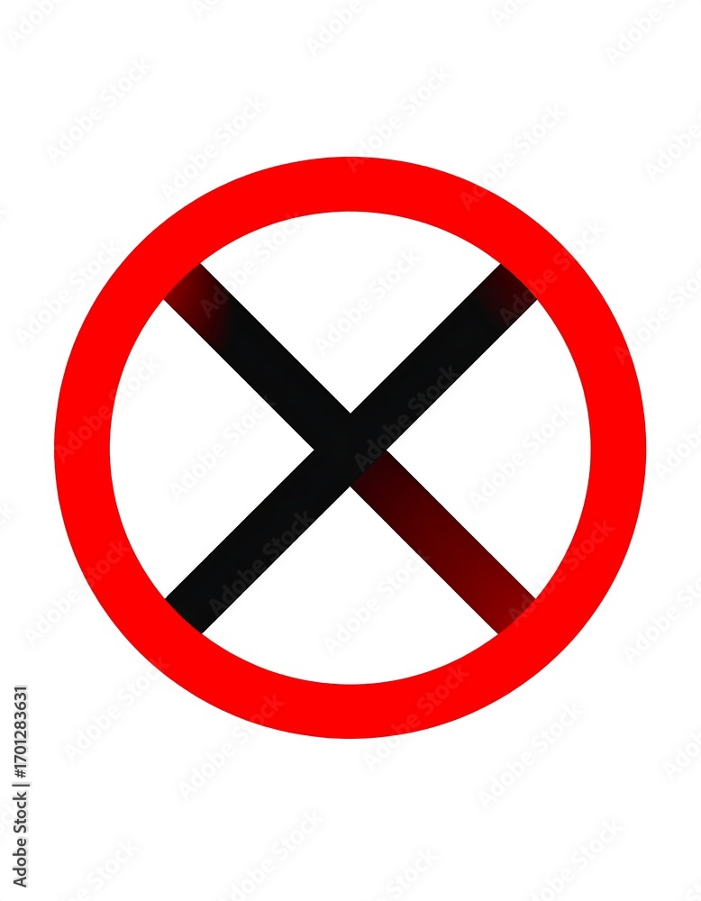 Obraz premium Red circle cross road sign, no entry