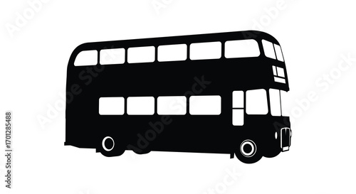 a classic double decker bus captured in silhouette