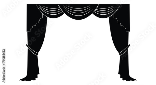 elegant theater curtains with intricate drapery design in silhouette