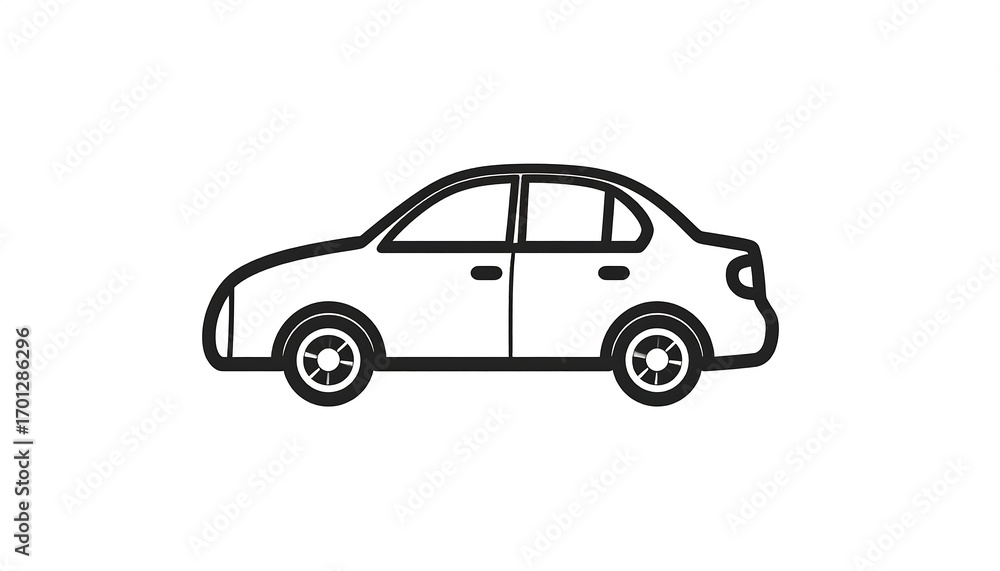 Obraz premium Simple Car Icon, White Background, Transportation