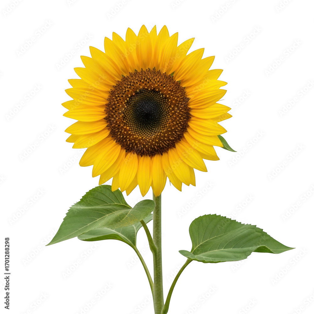 Obraz premium Closeup of a vibrant sunflower isolated on transparent background, a symbol of summer
