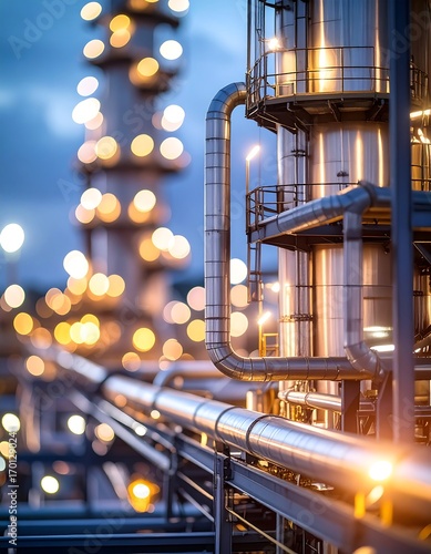 Industrial refinery at night