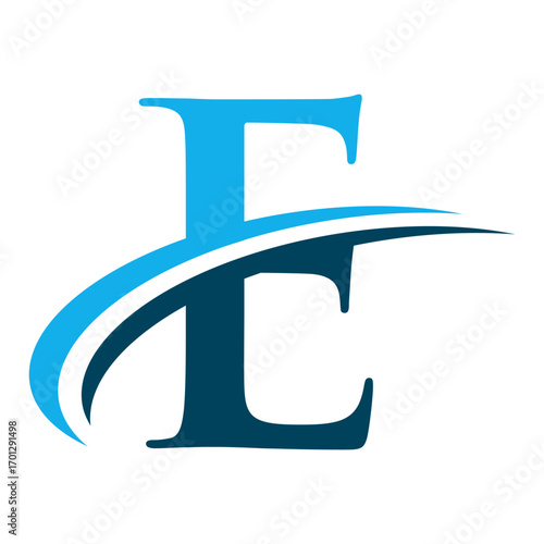 Letter E Logo with Swoosh Graphic
