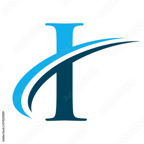 Letter I Logo with Swoosh Graphic
