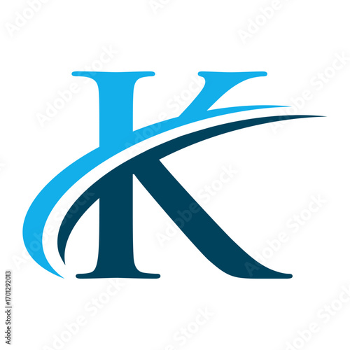 Letter K Logo with Swoosh Graphic