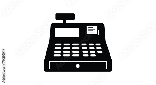 cash register icon depicted in simple black silhouette