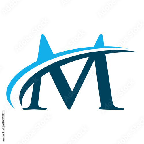 Letter M Logo with Swoosh Graphic