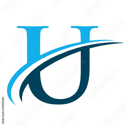 Letter U Logo with Swoosh Graphic