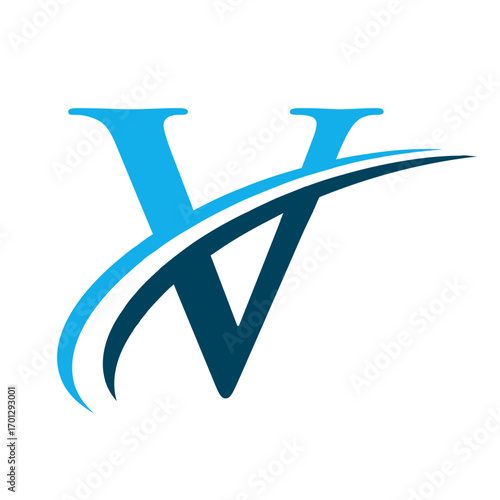 Letter V Logo with Swoosh Graphic