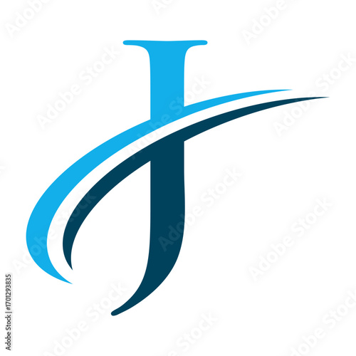 Letter J Logo with Swoosh Graphic