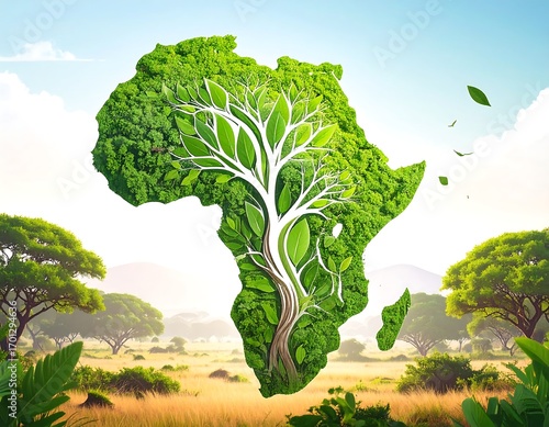 Lush African continent, vibrant greenery