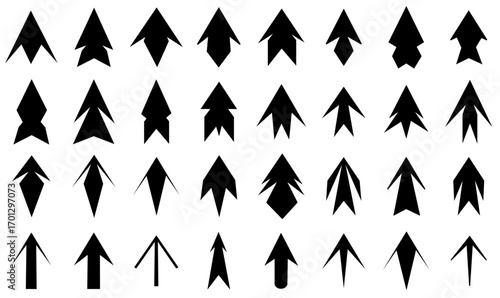 collection of arrow head icons isolated on white background, vector