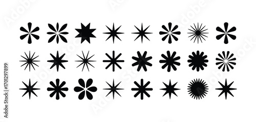Vector Set of Geometric Shapes,  Brutalist Design Icons and Symbols Featuring Basic Forms, Abstract Elements, Minimalist Signs, and Modern Graphic Design Elements for Print and Digital