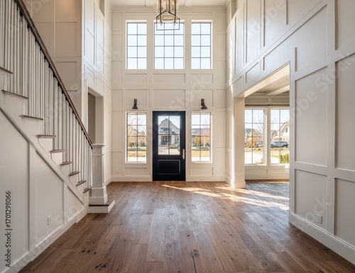 Wallpaper Mural Bright, spacious foyer with wood floors and large windows Torontodigital.ca