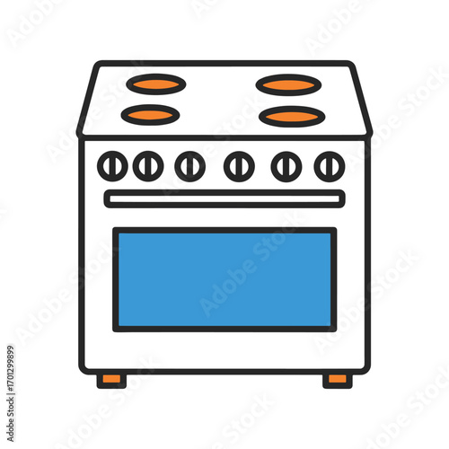 flat vector Modern kitchen stove with oven, cooking appliance