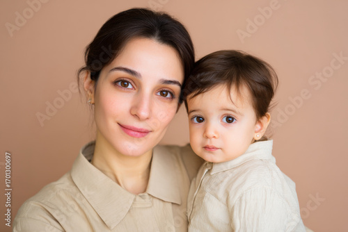 young iranian mother radiating pure love with her child their smiles illuminating soft pastel background