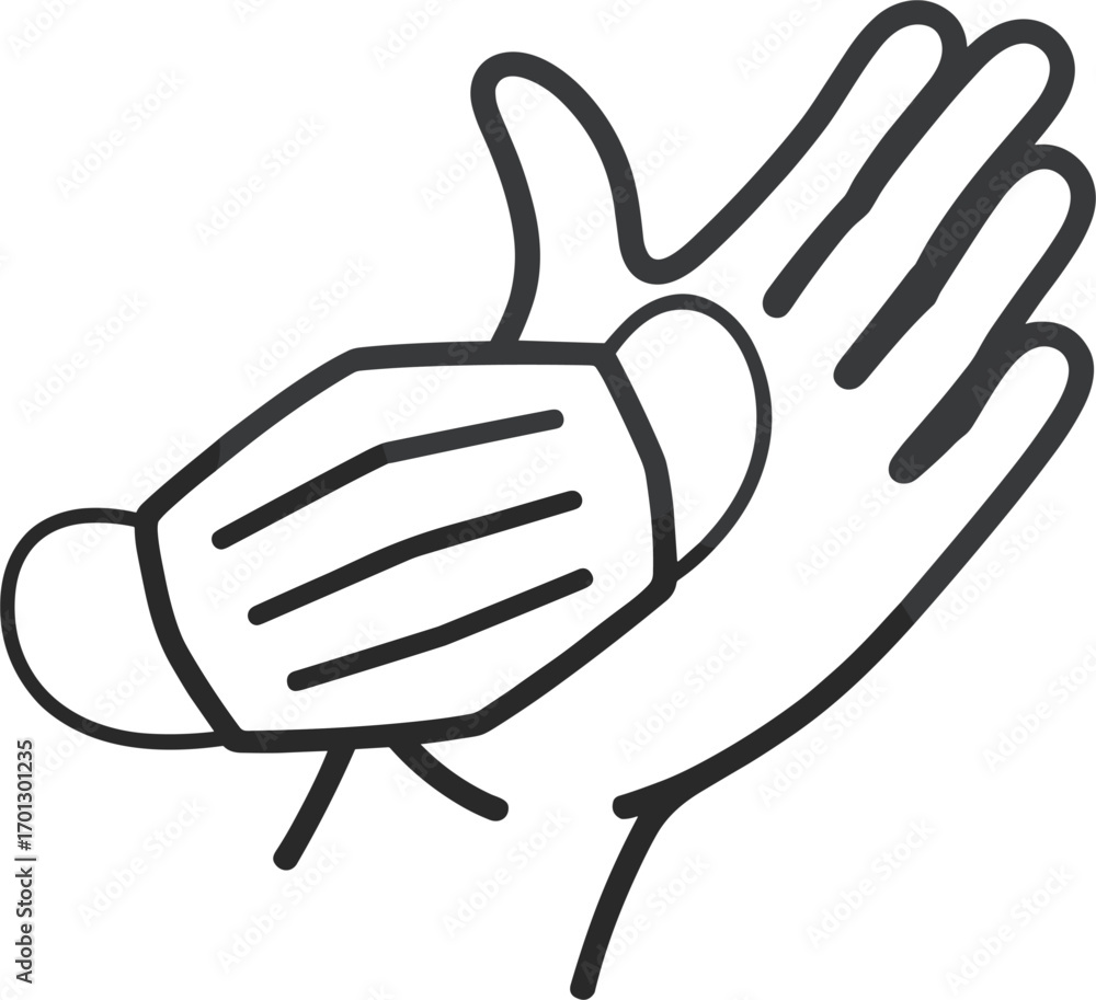 Obraz premium Hand Holding Medical Face Mask On White Background vector illustration