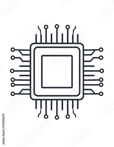 Microchip design, tech illustration, white background, digital future