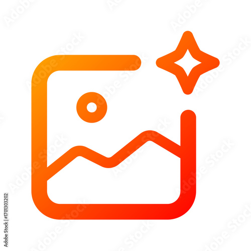 Gallery icon. image, generative image, ai, art, creative, design, digital, pattern, abstract, creation, algorithm. Vector Icon Illustration