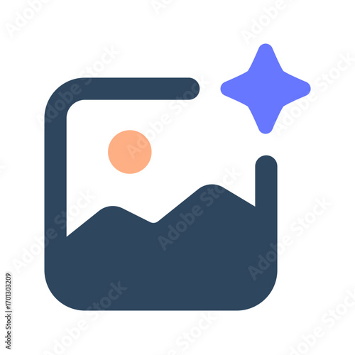 Gallery icon. image, generative image, ai, art, creative, design, digital, pattern, abstract, creation, algorithm. Vector Icon Illustration