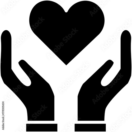 Emphaty Icon, Heart Love Community Symbol Vector Stock Illustration, Solid Icon Style Design.