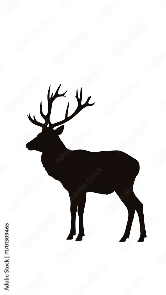 Obraz premium Majestic Deer Silhouette, Forest, Nature