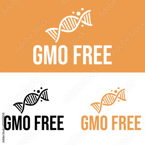 Gmo free label design with dna strand icon for organic food products Vector