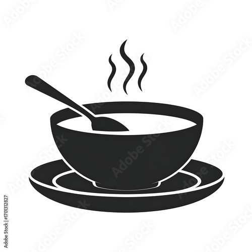 Simple black and white soup bowl