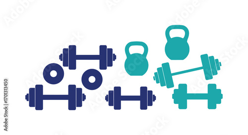 fitness equipment including dumbbells kettlebells and weight plates