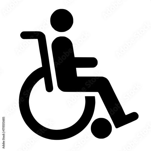 Universal Design Graphic – “A flat, black-and-white universal wheelchair graphic, stripped of detail, emphasizing accessibility through simplicity and clarity.”