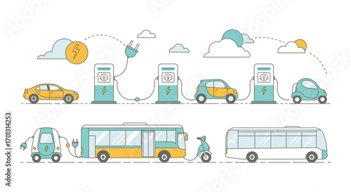 electric vehicles charging at stations with renewable energy sources