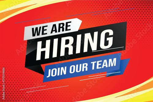 hiring recruitment Join now design for banner poster We are hiring lettering with geometric shapes lines. Vector illustration typographic. Open vacancy design template modern concept 