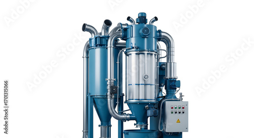 Industrial machine isolated on transparent background for manufacturing process